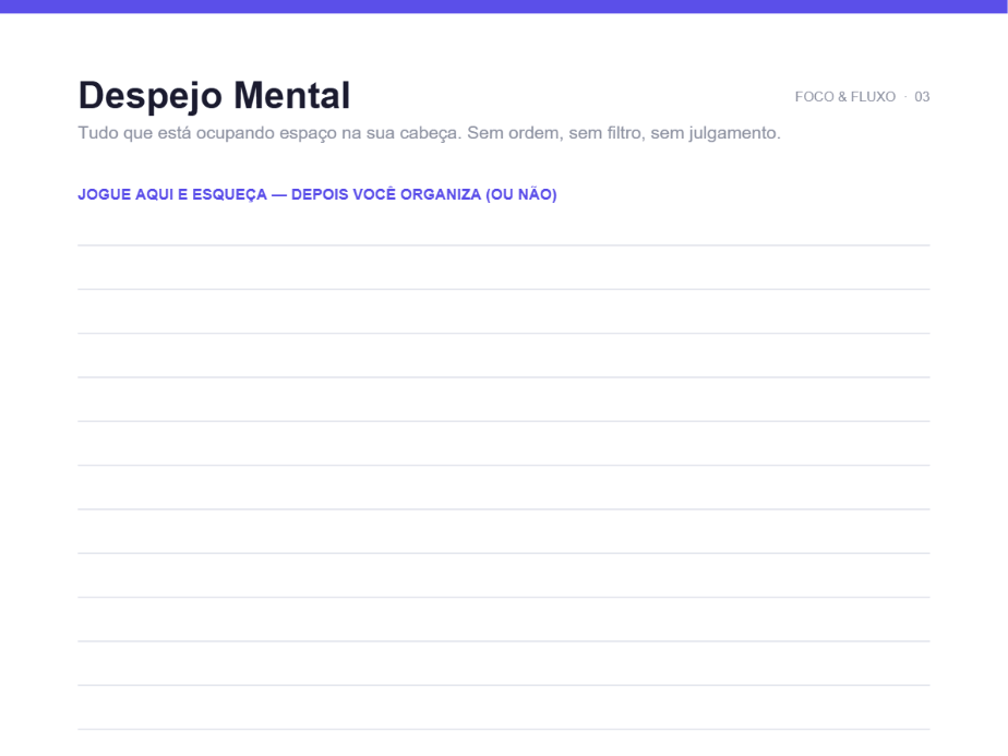 Página Despejo Mental
