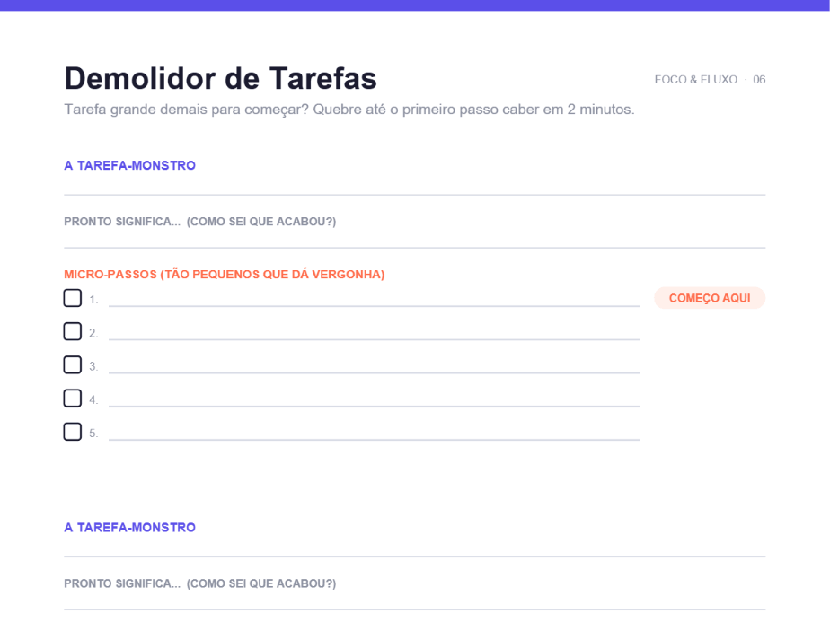 Página Demolidor de Tarefas