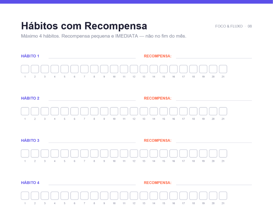 Página Hábitos com Recompensa Imediata